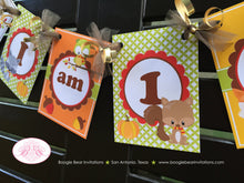 Load image into Gallery viewer, Fall Woodland Animals Highchair I am 1 Banner Birthday Party Squirrel Fox Forest Pumpkin Boy Girl Boogie Bear Invitations Autumn Rae Theme