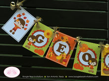 Load image into Gallery viewer, Autumn Harvest Girl Birthday Name Banner Fall Party Forest Pumpkin Farm Barn Woodland Country Leaves Boogie Bear Invitations Georgia Theme