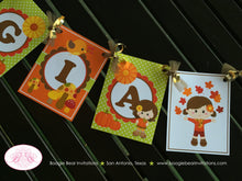 Load image into Gallery viewer, Autumn Harvest Girl Birthday Name Banner Fall Party Forest Pumpkin Farm Barn Woodland Country Leaves Boogie Bear Invitations Georgia Theme