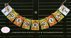 Autumn Harvest Girl Birthday Name Banner Fall Party Forest Pumpkin Farm Barn Woodland Country Leaves Boogie Bear Invitations Georgia Theme