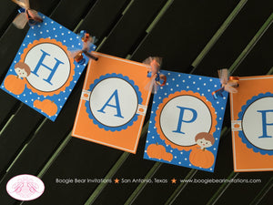 Blue Pumpkin Happy Birthday Party Banner Little Boy Dot Fall Autumn Orange Halloween Farm Barn 1st 2nd Boogie Bear Invitations Colin Theme