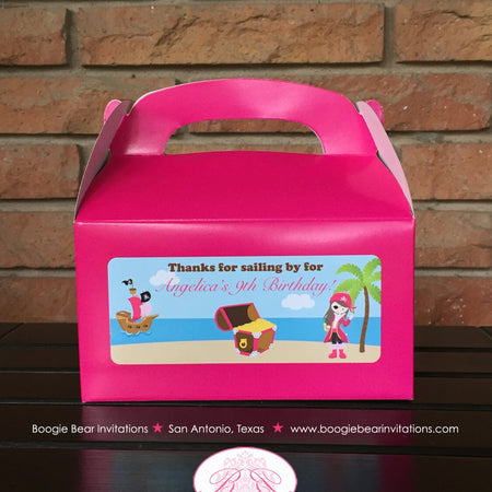 Pink Pirate Girl Birthday Party Treat Boxes Favor Tags Ship Island Tropical Ocean Beach Sea Swimming Boogie Bear Invitations Angelica Theme