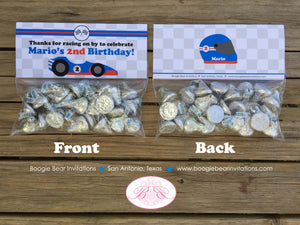 Race Car Birthday Party Treat Bag Toppers Folded Favor Label Boy Girl Red Black Blue Diver Helmet Racing Boogie Bear Invitations Mario Theme