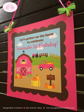 Load image into Gallery viewer, Pink Farm Pumpkin Birthday Door Banner Girl Autumn Barn Tractor Truck Hay Ride Corn Maze Country BBQ Boogie Bear Invitations Susannah Theme