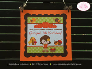 Autumn Harvest Girl Birthday Door Banner Party Fall Pumpkin Woodland Thanksgiving Farm Barn Country Boogie Bear Invitations Georgia Theme