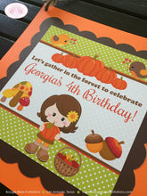 Load image into Gallery viewer, Autumn Harvest Girl Birthday Door Banner Party Fall Pumpkin Woodland Thanksgiving Farm Barn Country Boogie Bear Invitations Georgia Theme