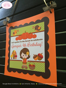 Autumn Harvest Girl Birthday Door Banner Party Fall Pumpkin Woodland Thanksgiving Farm Barn Country Boogie Bear Invitations Georgia Theme