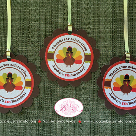 Little Turkey Birthday Party Favor Tags Girl Boy Happy Fall Thanksgiving Circle Farm Barn Country Kids Boogie Bear Invitations Jayden Theme