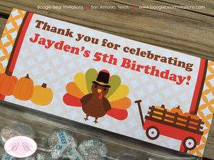 Little Turkey Birthday Party Treat Bag Toppers Folded Favor Fall Pumpkin Girl Boy Farm Barn Country Boogie Bear Invitations Jayden Theme