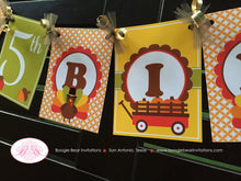 Load image into Gallery viewer, Little Turkey Happy Birthday Banner Party Fall Thanksgiving Pumpkin Girl Boy 1st 2nd 3rd 4th 5th 6th Boogie Bear Invitations Jayden Theme