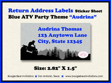 Load image into Gallery viewer, Blue ATV Birthday Party Invitation Quad All Terrain Vehicle 4 Wheeler Racing Track Girl Boy Boogie Bear Invitations Audrina Theme Printed
