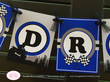 Load image into Gallery viewer, ATV 4 Wheel Birthday Party Name Banner Racing Blue Boy Girl All Terrain Vehicle Quad 4 Wheeler Racing Boogie Bear Invitations Audrina Theme