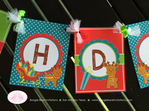 Little Reindeer Happy Birthday Banner Girl Boy Christmas Winter Party Sleigh Presents 1st 2nd 3rd 4th Boogie Bear Invitations Rudolph Theme