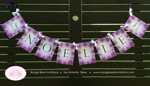 Sweet 16 Birthday Party Name Banner Violet Lavender Snowflake Christmas Girl Teen 1st 21st 30th 40th Boogie Bear Invitations Noelle Theme