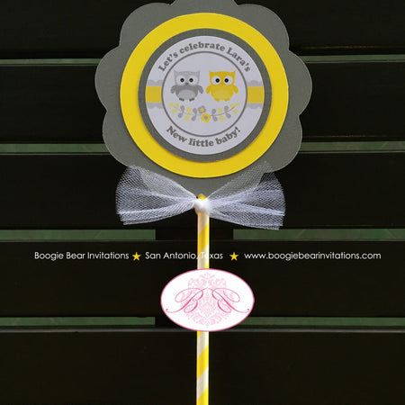 Yellow Grey Owl Smash Cake Topper Baby Shower Mini Bird Little Boy Girl Laurel 1st Reveal Birthday Party Boogie Bear Invitations Lara Theme