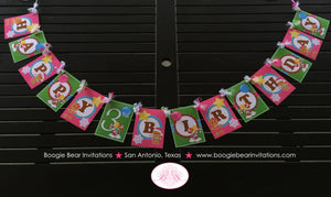 Gingerbread Girl Happy Birthday Banner Party Pink Winter Lollipop Snowflake Christmas House Holiday Boogie Bear Invitations Candy Sue Theme