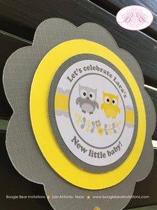 Yellow Grey Owl Smash Cake Topper Baby Shower Mini Bird Little Boy Girl Laurel 1st Reveal Birthday Party Boogie Bear Invitations Lara Theme