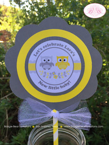 Yellow Grey Owl Smash Cake Topper Baby Shower Mini Bird Little Boy Girl Laurel 1st Reveal Birthday Party Boogie Bear Invitations Lara Theme