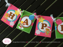 Load image into Gallery viewer, Gingerbread Girl Happy Birthday Banner Party Pink Winter Lollipop Snowflake Christmas House Holiday Boogie Bear Invitations Candy Sue Theme