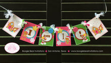 Load image into Gallery viewer, Pink Gingerbread Girl Highchair I am 1 Banner Birthday Party Winter Lollipop Sweet Christmas House Boogie Bear Invitations Candy Sue Theme