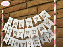 Load image into Gallery viewer, Pink Cowgirl Cake Pennant Banner Topper Farm Birthday Party Mini Western Country Barn Cow Horse Girl Kid Boogie Bear Invitations Julie Theme