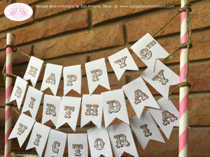 Pink Cowgirl Cake Pennant Banner Topper Farm Birthday Party Mini Western Country Barn Cow Horse Girl Kid Boogie Bear Invitations Julie Theme
