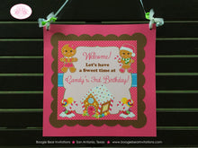 Load image into Gallery viewer, Gingerbread Girl Pink Party Door Banner Birthday Winter Lollipop Sweet Christmas House Holiday Magic Boogie Bear Invitations Candy Sue Theme