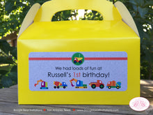 Load image into Gallery viewer, Construction Vehicles Party Treat Boxes Favor Tag Bag Birthday Box Trucks Cars Boy Girl Caution Yellow Boogie Bear Invitations Russell Theme