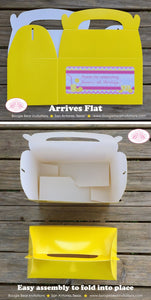 Pink Lemonade Party Treat Boxes Favor Tags Bag Birthday Box Yellow Chevron Girl Sweet Lemon Slice Drink Boogie Bear Invitations Janine Theme