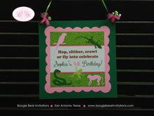Load image into Gallery viewer, Pink Rainforest Birthday Party Package Reptile Jungle Girl Rain Forest Tropical Amazon Wild Zoo Animals Boogie Bear Invitations Sophia Theme