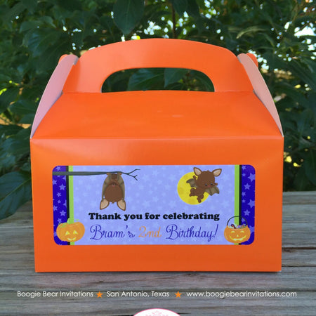 Halloween Bat Birthday Party Treat Boxes Favor Tags Bag Girl Boy Pumpkin Full Moon Black Vampire Haunted Boogie Bear Invitations Bram Theme