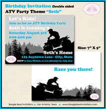 Load image into Gallery viewer, ATV Birthday Party Invitation Blue Black Quad Boy Girl All Terrain Vehicle Racing 4 Wheeler Trail Boogie Bear Invitations Seth Theme Printed