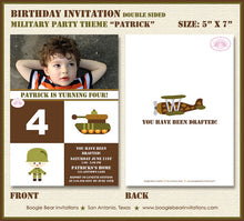Load image into Gallery viewer, Military Boy Birthday Party Invitation Photo Army Marine Soldier Drafted Boogie Bear Invitations Patrick Theme Paperless Printable Printed