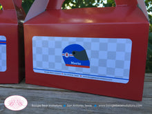 Load image into Gallery viewer, Race Car Birthday Party Treat Boxes Favor Tags Bag Red Blue Black Pit Crew Drag Racing Checkered Flag Boogie Bear Invitations Mario Theme