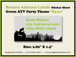 Green ATV Birthday Party Invitation Lime Quad All Terrain Vehicle 4 Wheeler Racing Track Boy Girl Boogie Bear Invitations Ryan Theme Printed