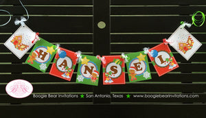 Gingerbread Boy Birthday Name Banner Red Winter Party Lollipop Snowflake Snow 1st 2nd 3rd 4th 5th 6th Boogie Bear Invitations Hansel Theme
