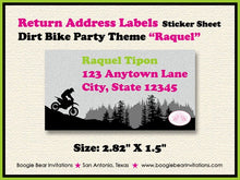 Load image into Gallery viewer, Dirt Bike Birthday Party Invitation Pink Lime Green Girl Enduro Motocross Racing Race Mountain Boogie Bear Invitations Raquel Theme Print