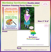Load image into Gallery viewer, Rainbow Painting Birthday Party Invitation Photo Girl Boy Canvas Group Event Boogie Bear Invitations Cindy Theme Paperless Printable Printed