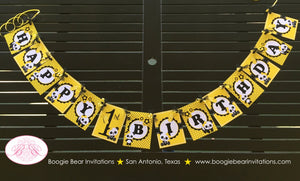 Yellow Panda Bear Happy Birthday Banner Party Black Tropical Jungle Girl Spot Dot 1st 2nd 3rd 4th 5th Boogie Bear Invitations Robbi Theme