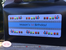 Load image into Gallery viewer, Train Birthday Party Treat Boxes Tag Bags Favor Box Choo Choo Toy Tracks Railroad Crossing All Aboard Boogie Bear Invitations Mason Theme