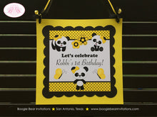 Load image into Gallery viewer, Panda Bear Birthday Party Door Banner Happy Girl Yellow Black Tropical Jungle Zoo Wild Bamboo Polka Dot Boogie Bear Invitations Robbi Theme