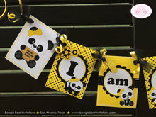 Load image into Gallery viewer, Yellow Panda Bear I am 1 Highchair Party Banner Birthday Small Tropical Jungle Girl Spot Dot 1st 2nd 3rd Boogie Bear Invitations Robbi Theme
