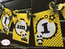 Load image into Gallery viewer, Yellow Panda Bear I am 1 Highchair Party Banner Birthday Small Tropical Jungle Girl Spot Dot 1st 2nd 3rd Boogie Bear Invitations Robbi Theme