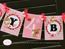 Load image into Gallery viewer, Valentine Girl Happy Birthday Party Banner Fairy Heart Red Pink Tweet Chevron Letter Elephant Bird Dog Boogie Bear Invitations Charity Theme