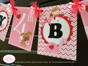 Valentine Girl Happy Birthday Party Banner Fairy Heart Red Pink Tweet Chevron Letter Elephant Bird Dog Boogie Bear Invitations Charity Theme