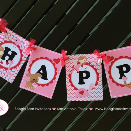 Valentine Girl Happy Birthday Party Banner Fairy Heart Red Pink Tweet Chevron Letter Elephant Bird Dog Boogie Bear Invitations Charity Theme