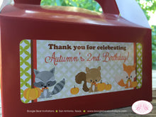 Load image into Gallery viewer, Woodland Animals Fall Birthday Treat Boxes Party Favor Tags Bag Boy Girl Pumpkin Forest Creatures Boogie Bear Invitations Autumn Rae Theme