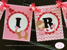 Load image into Gallery viewer, Valentine Girl Happy Birthday Party Banner Fairy Heart Red Pink Tweet Chevron Letter Elephant Bird Dog Boogie Bear Invitations Charity Theme
