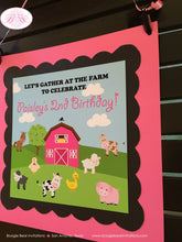 Load image into Gallery viewer, Pink Farm Animals Birthday Door Banner Girl Barn Black Blue Green Country Petting Zoo Cow Pig Horse Boogie Bear Invitations Paisley Theme