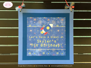 Outer Space Birthday Party Door Banner Galaxy Girl Boy Rocket Science Planet Solar System Travel Orbit Boogie Bear Invitations Skyler Theme